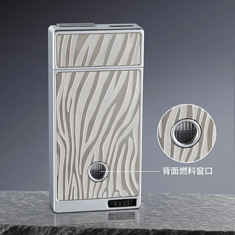Jobon Upgraded Luxury Press Ignition Gas Lighter - Zinc Alloy Windproof Lighter Blue Jet Flame Cigar Lighter Men's Gift