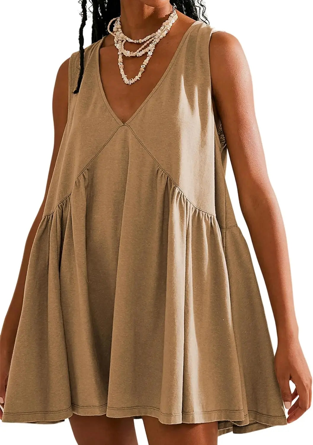 Womens Summer Sleeveless Mini Dress Casual Loose V Neck Sundress with Pockets 2025