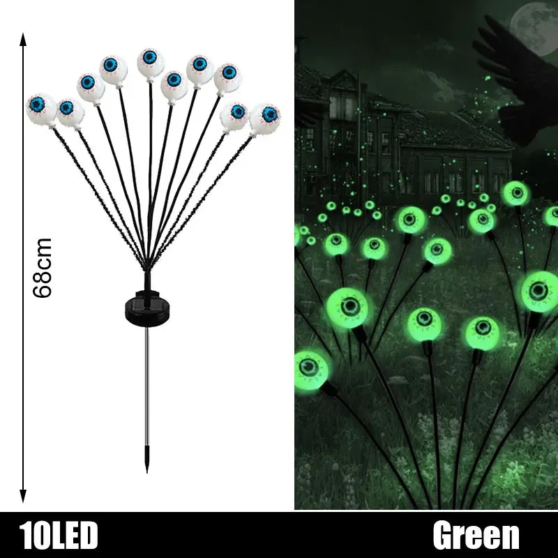 6PCS Halloween LED Eyeball Lights Solar Garden Lawn Lights Outdoor Scary Decoration Lights Halloween Party Decoration