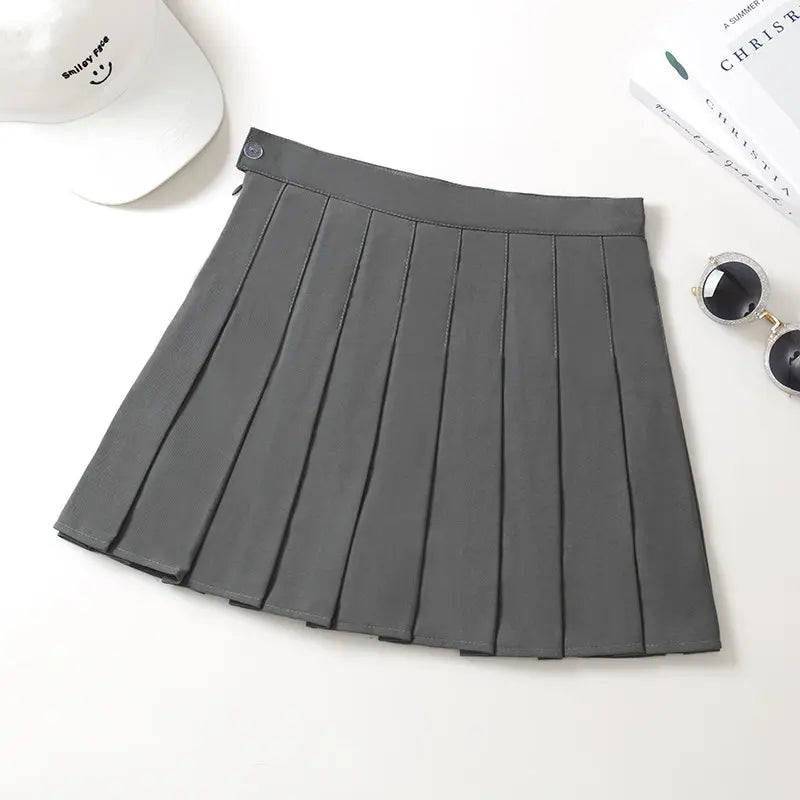 Black Mini Skirt Summer Women's Clothes Korean Stylish Saia Blue High Waist Skort Brown School Uniform Girls Short Pleated Skirt