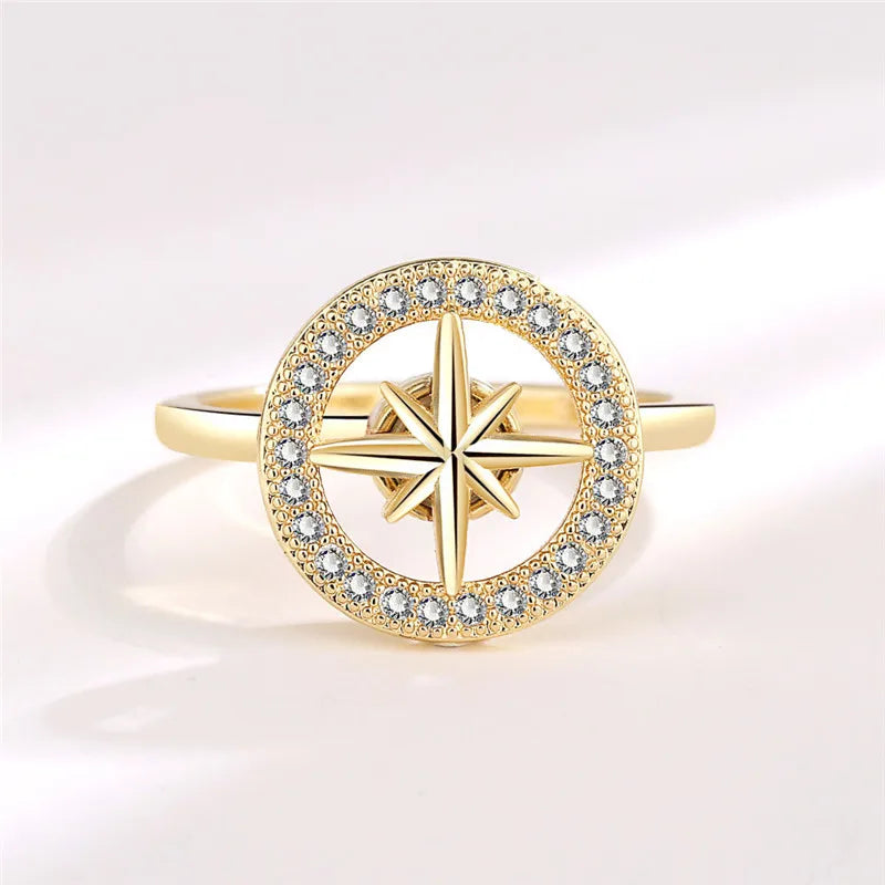 2023 Fashion Beads Anxiety Ring Fidget Spinner Rings Crystal Butterfly Flower Star Moon Ring Anti Stress Jewelry Gift