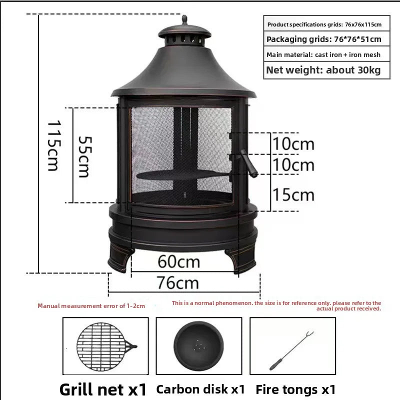 Outdoor Large Barbecue Grill Camping Barbecue Grill Villa Household Firewood Charcoal Heating Stove