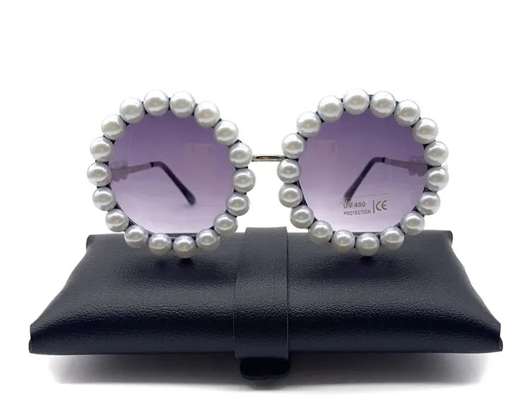 Pearl Round Sunglasses Women Small Frame Oval Vintage Sunglasses Luxury Brand Designer Elegant Retro Steampunk Sunglasses Men