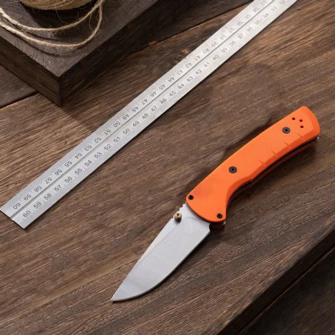 15090 Outdoor Folding Knife Durable 9Cr13Mov Blade, Ergonomic Hybrid G10/Wood Handle Perfect for Hiking Camping & Daily Carry