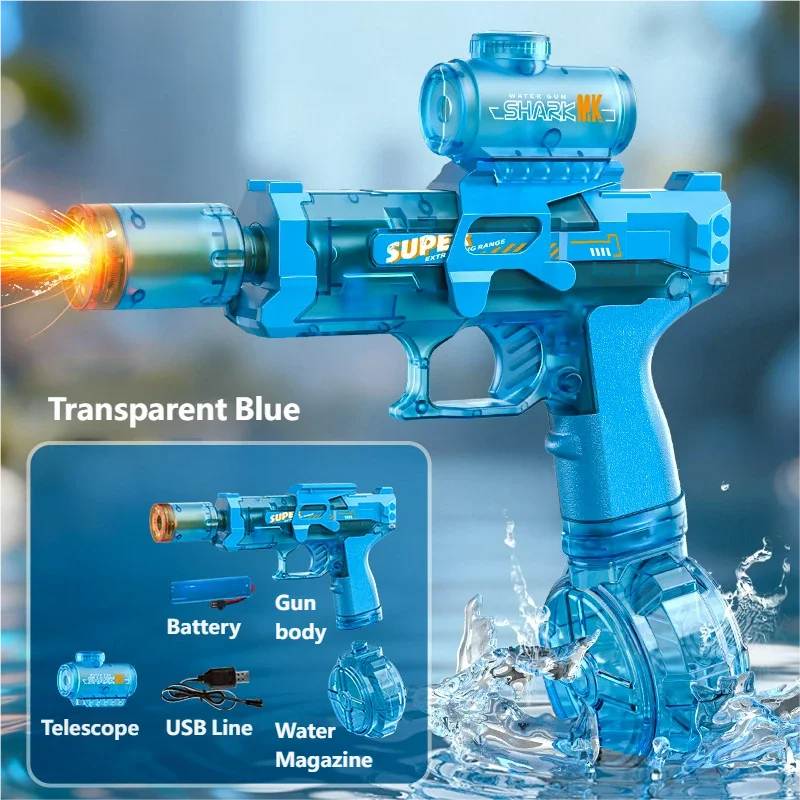 Electric Pulse Water Guns Automatic Water Gun With Led Light Water Blaster Squirt Gun Summer Outdoor Party Toys Gifts For Adult