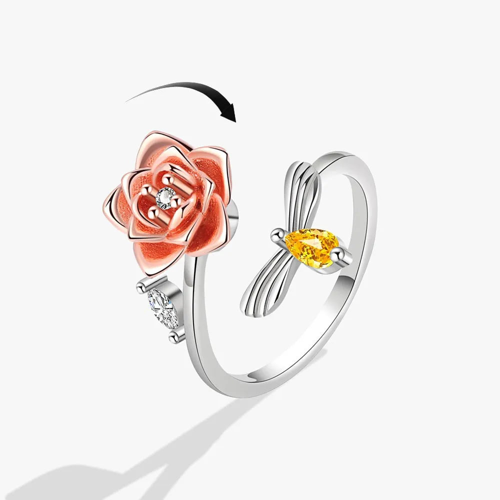 Vintage Dandelion Anxiety Ring Fidget Spinner Rings for Women Stackable Finger Ring Anti Stress Engagement Jewelry Rotate Gifts