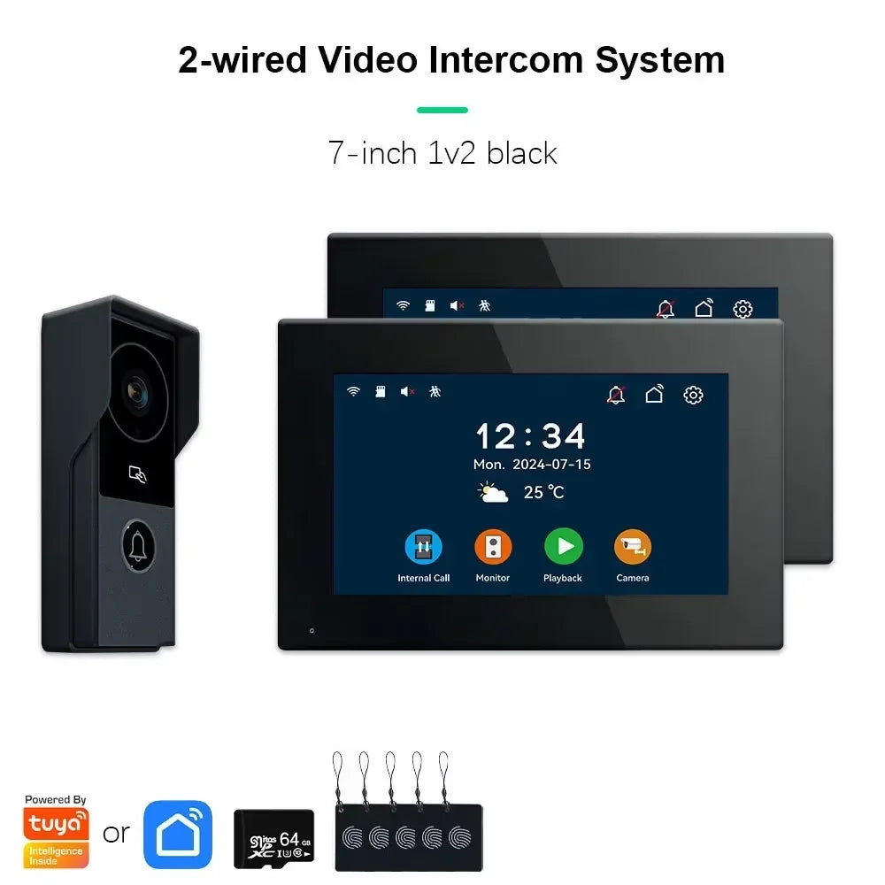 ANJIELO 2‑Wire Video Intercom Doorbell System 1080P Visiophone for Home Metal Door Phone,Support IP Camera,Tuya Smart Security V