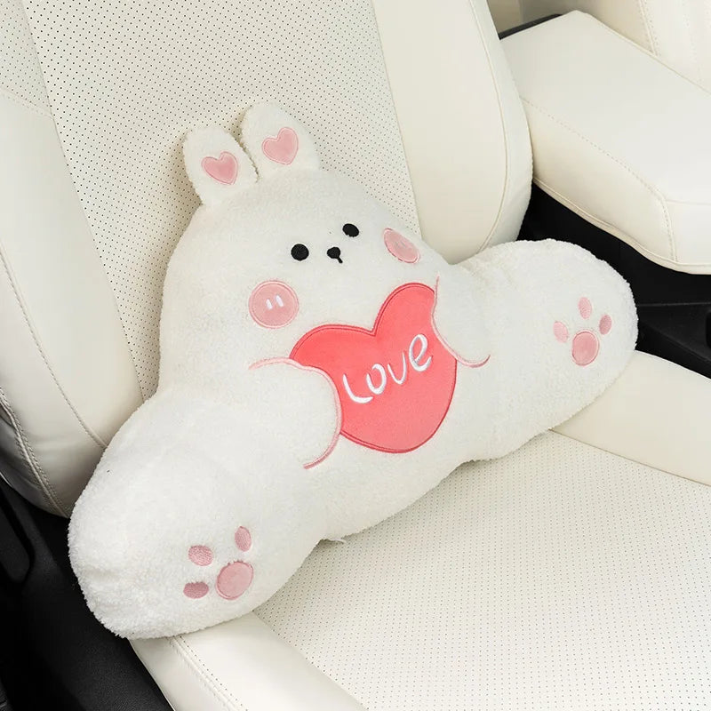 New Simple Fashion Light Luxury Cartoon Bear Rabbit Plush Lumbar Support Car Waist Neck Pillow
