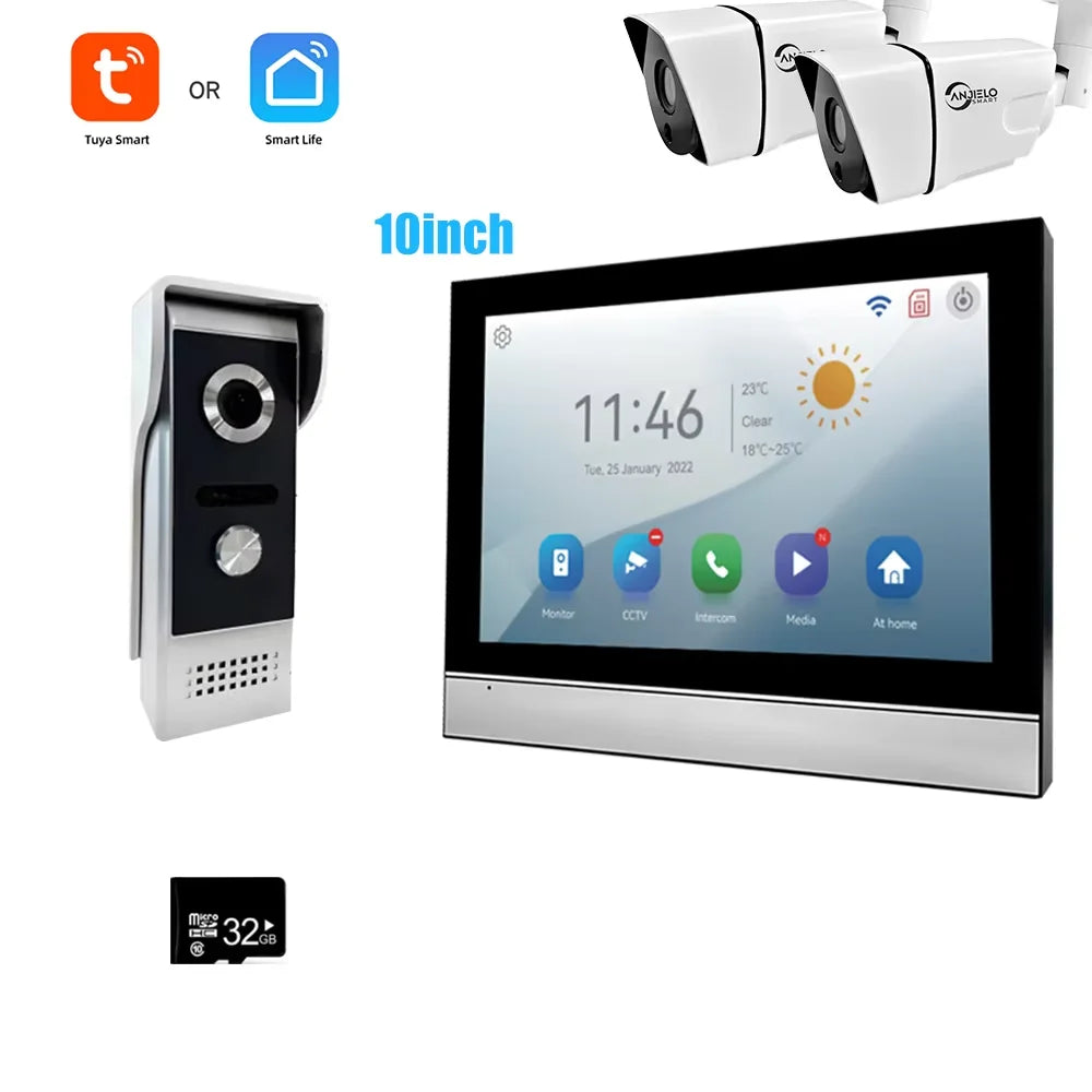 Tuya 1080P 7/10 inch Color Touch Screen WiFi Doorbell Intelligent APP Intercom Kit with Mobile Detection 128G Image Storage