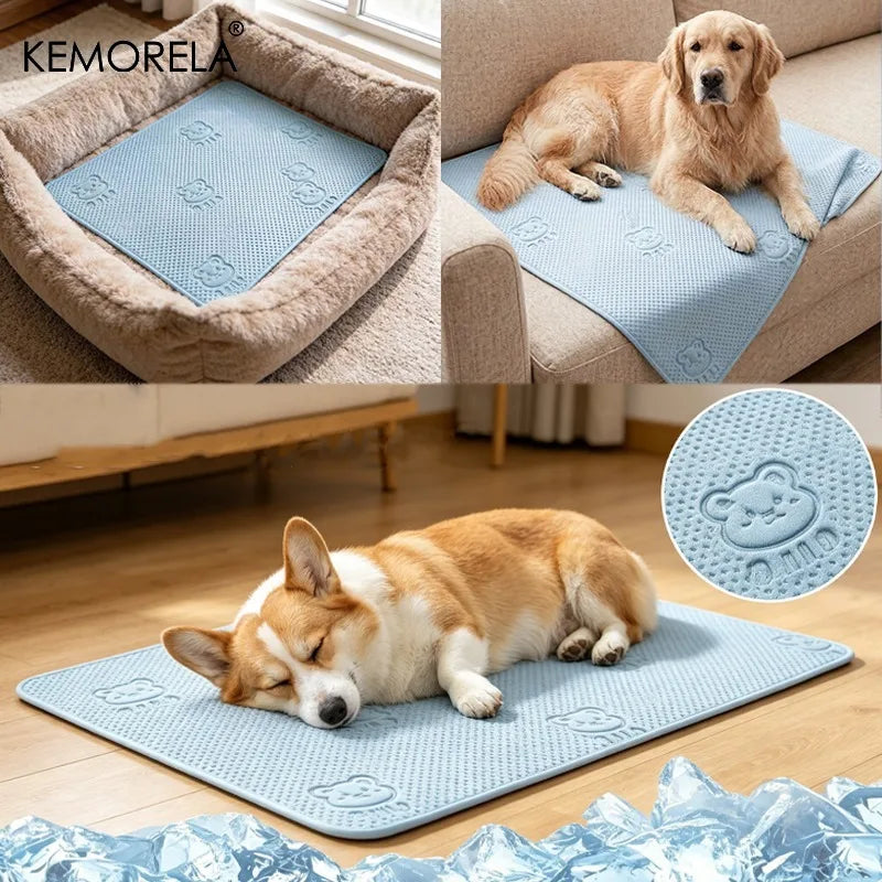 Summer New Thick Pet Cooling Pad with Cute Bear Pattern Washable Ice-Like Smooth Pet Mattress Outdoor Indoor Use For Dog And Cat