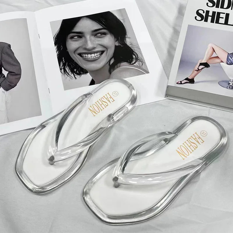 Women's Summer Candy Color Flip Flops Fashion All Match Outdoor Casual Flat Slippers Ladies Soft Soled Beach Sandal Women Slides