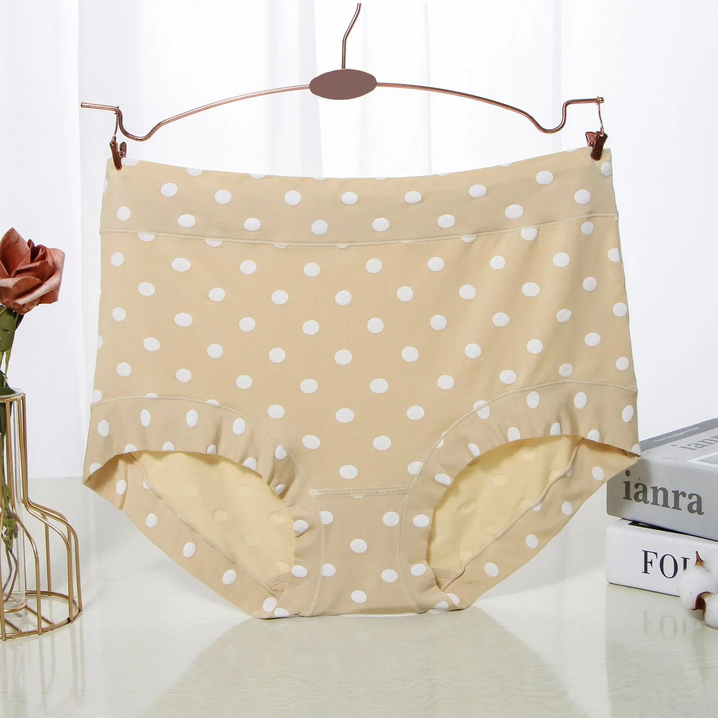 Modal Large size Panties for fat Lady Fashion Polka dot briefs High waist wide leg boyshorts cotton crotch underpants
