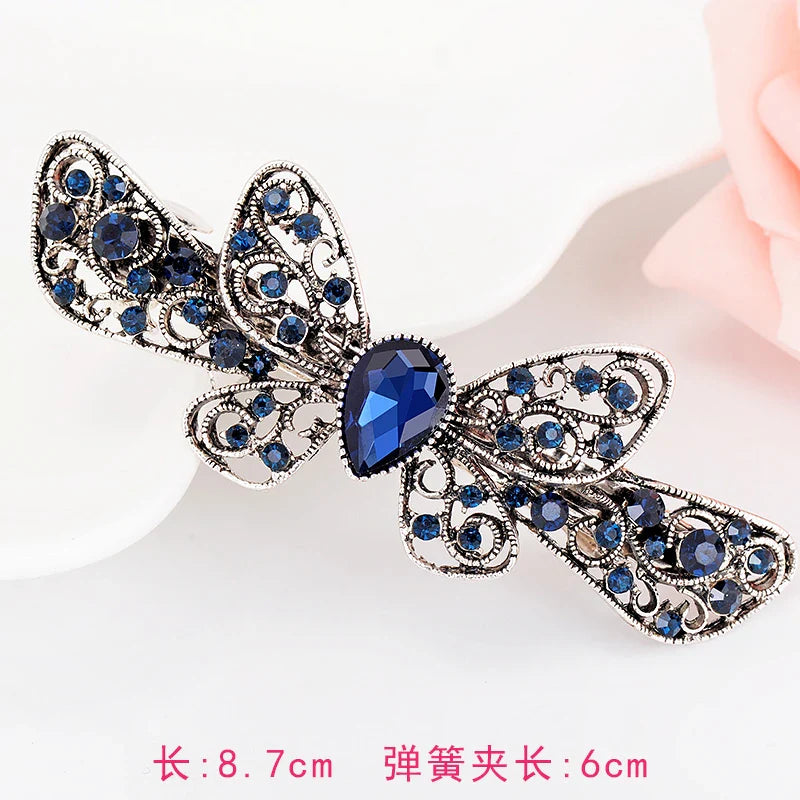 EASYA New Vintage Crystal Barrettes Hair Accessories Women Girls Elegant Butterfly Leaf Bowknot Hairpins Headwear Jewelry