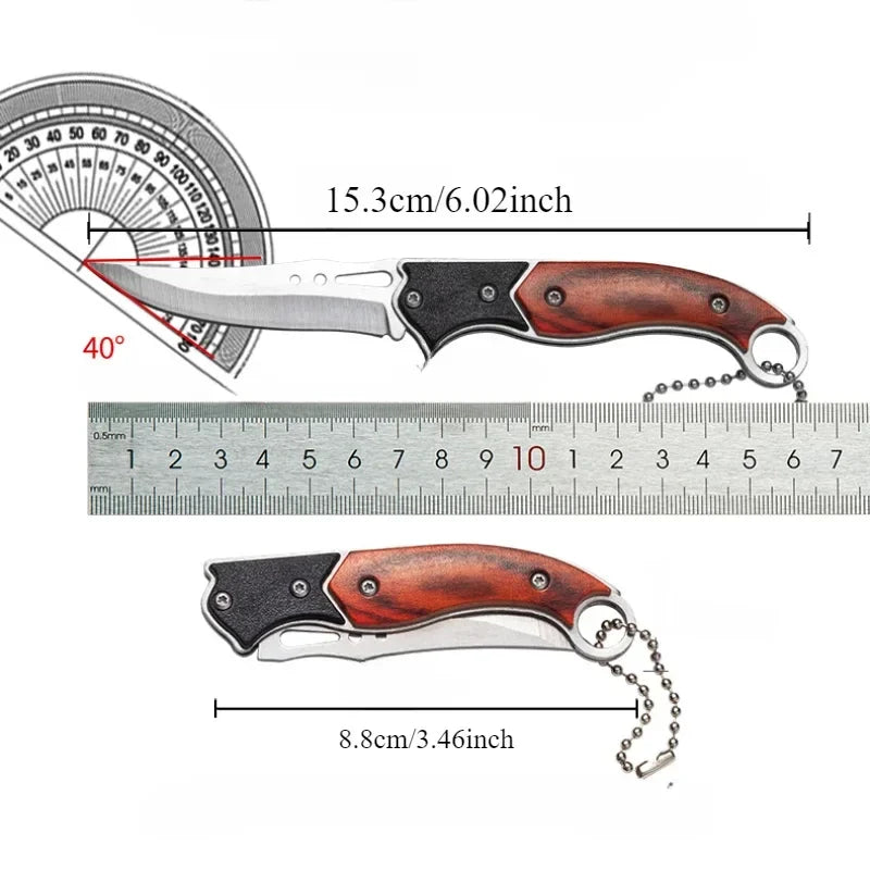 Compact Folding Knife with Durable Stainless Steel Blade, Multi-functional Survival Camping Tool