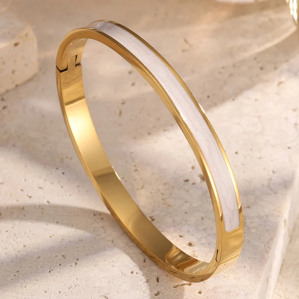 Yupsk 1/4pcs Golden Stainless Steel Stackable Bracelets Exquisite Heart Design Inlaid Zircon Bracelet Set Unisex Jewelry Gifts
