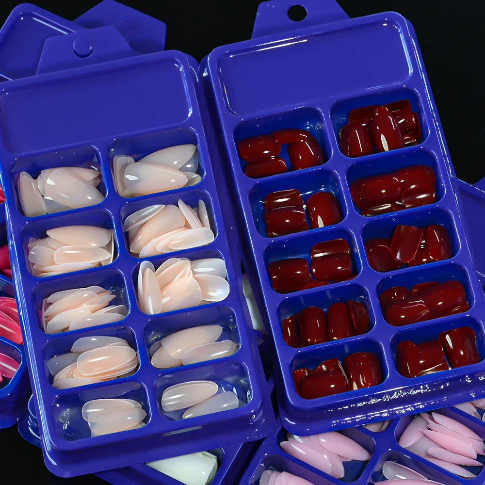 120Pcs Red Short Square Fake Nails  Full Cover Press on Acrylic Fingertip.