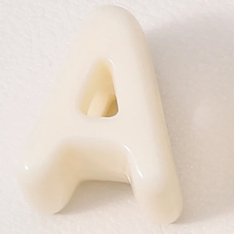 20pcs Beige Acrylic Large Hole Letter Loose Beads DIY Necklace