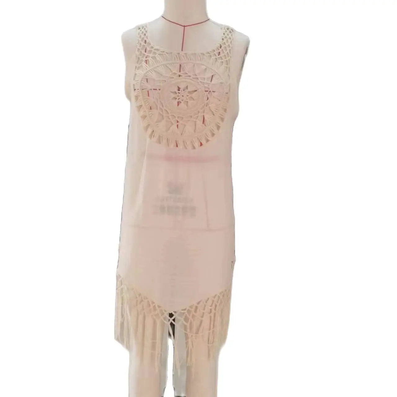 CROCHET BIKINI-Women's Beach Dress, Swimsuit Cover-Ups, Beachwear, Beige Dresses Suit, Swim Cape for Women, Summer