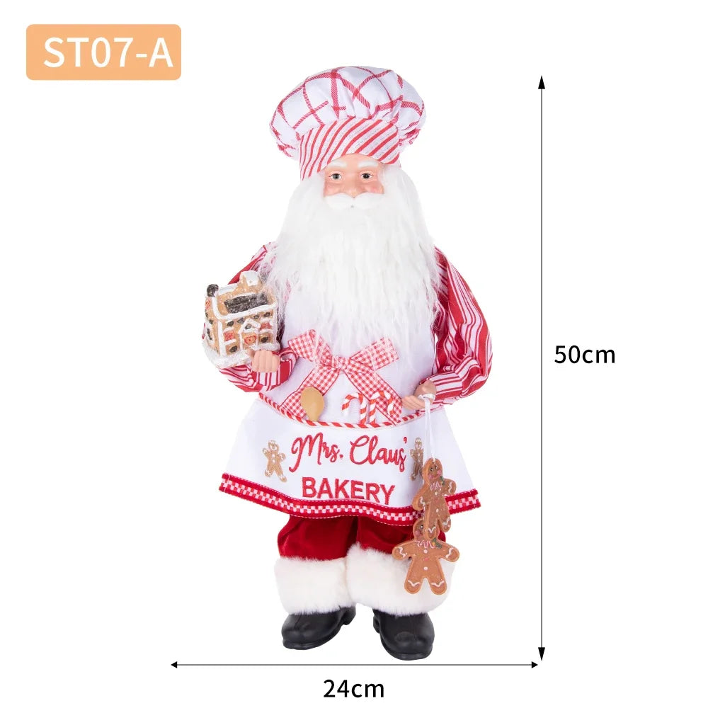 Christmas Holiday Party Supplies Santa Claus Cook 50CM Adorable Gingerbread House Chef Santa Claus Doll For Kitchen Decoration
