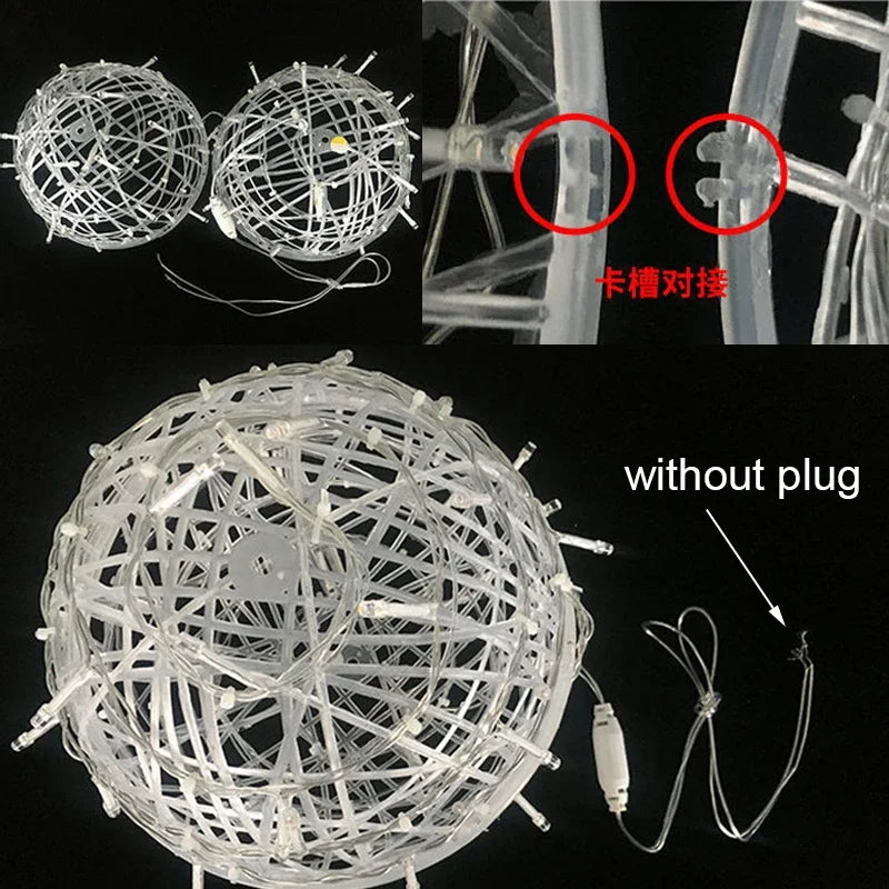 LED String Lights Christmas Tree Decoration 30CM 20CM Rattan Ball Hanging Lamp Holiday Wedding Fairy Garland Light Outdoor Home