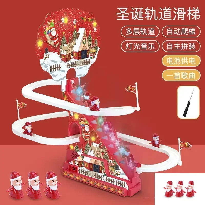 Santa Claus Electric Track Slide Toys Christmas Electric Slide Track Toy Gift Early Learning Educational Christmas Slide Toys