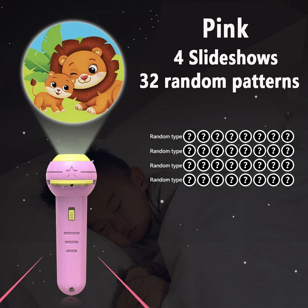 Flashlight Projector Torch Lamp Toy Early Education Cognition Before Bedtime Story Book Puzzle Toys Sleeping Story Book