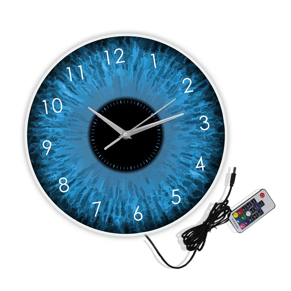 Blue Eyes Iris Opticianry Wall Clock Weird Macro Reptilian Eyeballs Eye Designed Home Decor Clock Eye Doctor Ophthalmology Gifts