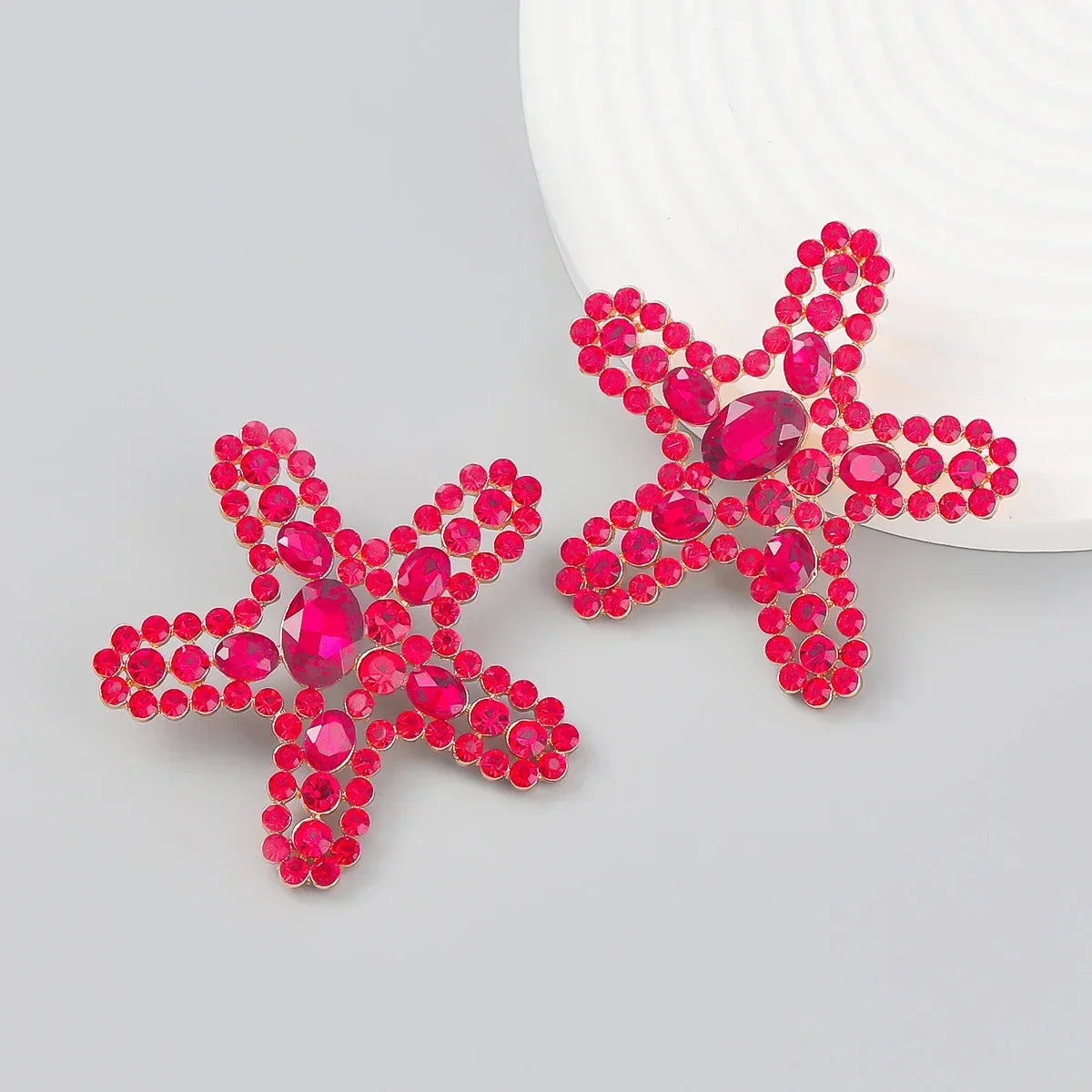 New Fashion women's Color Matching Big Rhinestone Love Heart-shaped Star Drop Earrings women's Jewelry Temperament Accessories