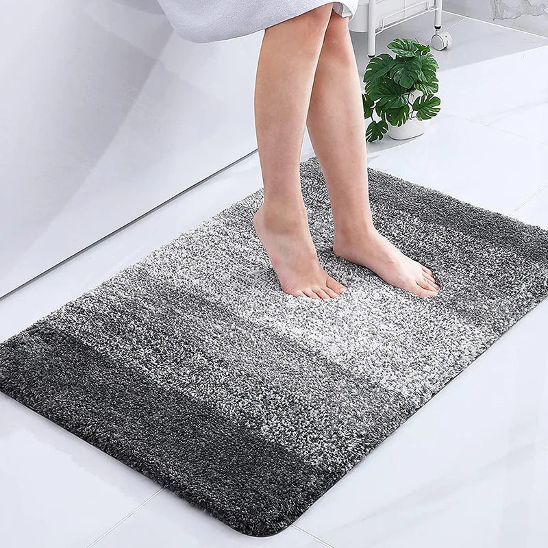 VIKAMA Gradient Stripes Imitation Cashmere Bathroom Floor Mats Anti-Slip Wear-Resistant Bathroom Mats Home Decoration