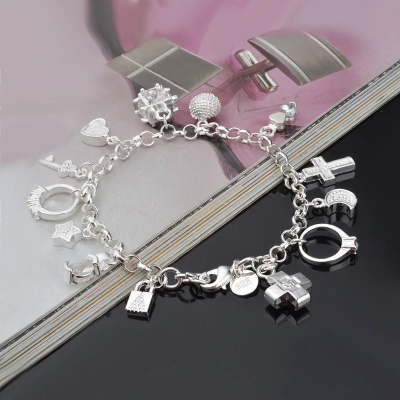 925 Sterling Silver Valentine Gift Charm Color Jewelry Fashion