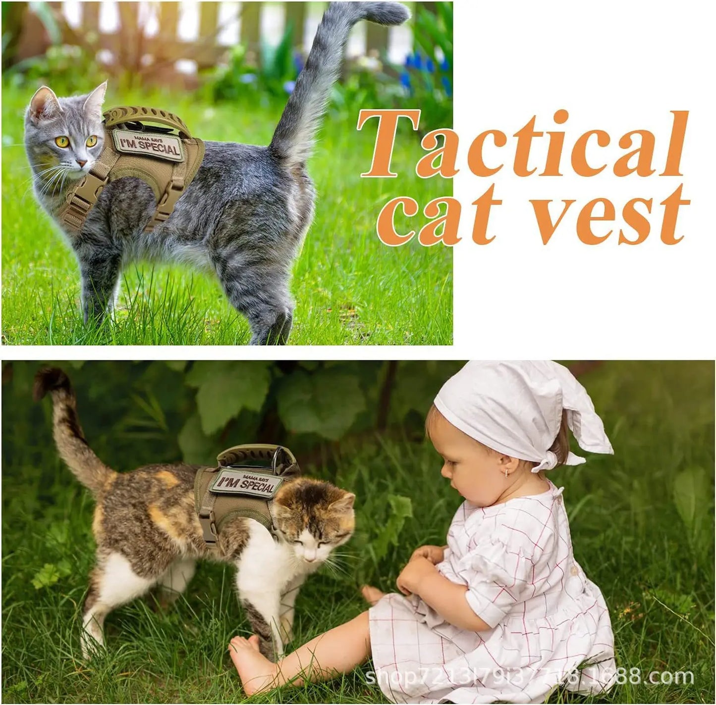 1PC Tactical Cat Harness Reflective Pet Vest With Handle Adjustable Outdoor Walking Training Cat Accessories