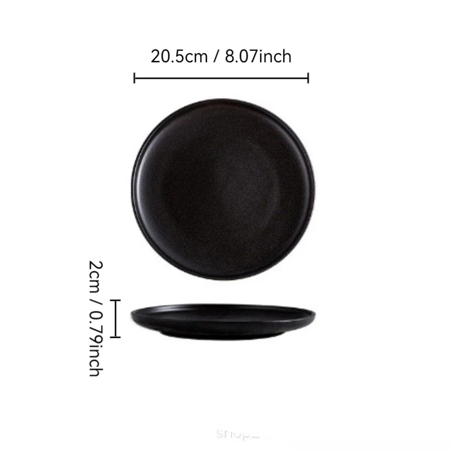 Ceramics Plate Set Home Black Plates  Japanese Style
