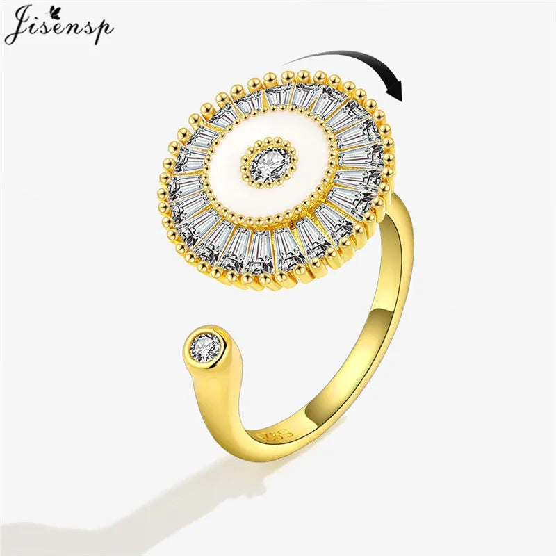 Luxury Fashion Fidget Spinner Ring Anxiety for Women Multiple Crystal Planet Butterfly Finger Rings Anti Stress Wedding Jewerly