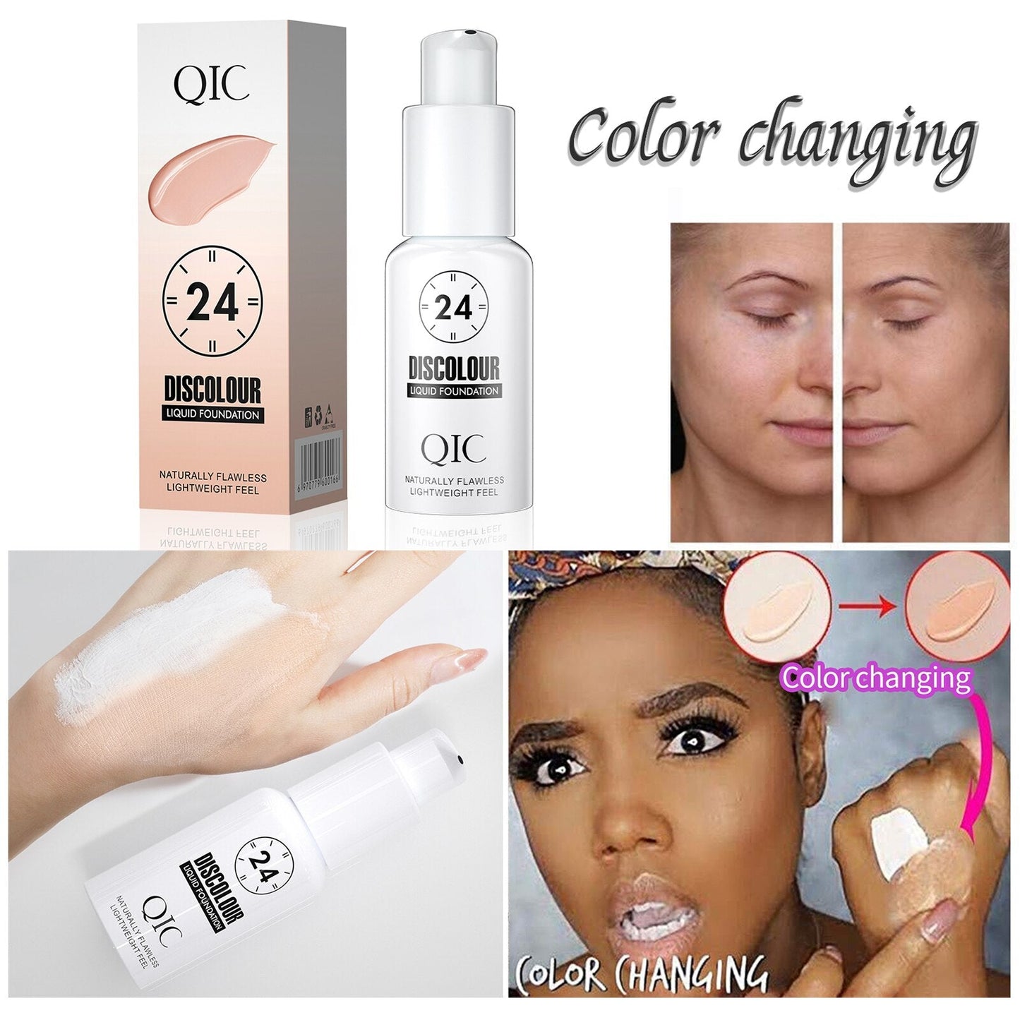 Liquid Face Foundation Color Changing 30ml Full Coverage Face Foundation Waterproof Liquid Face Foundation Concealer To Even