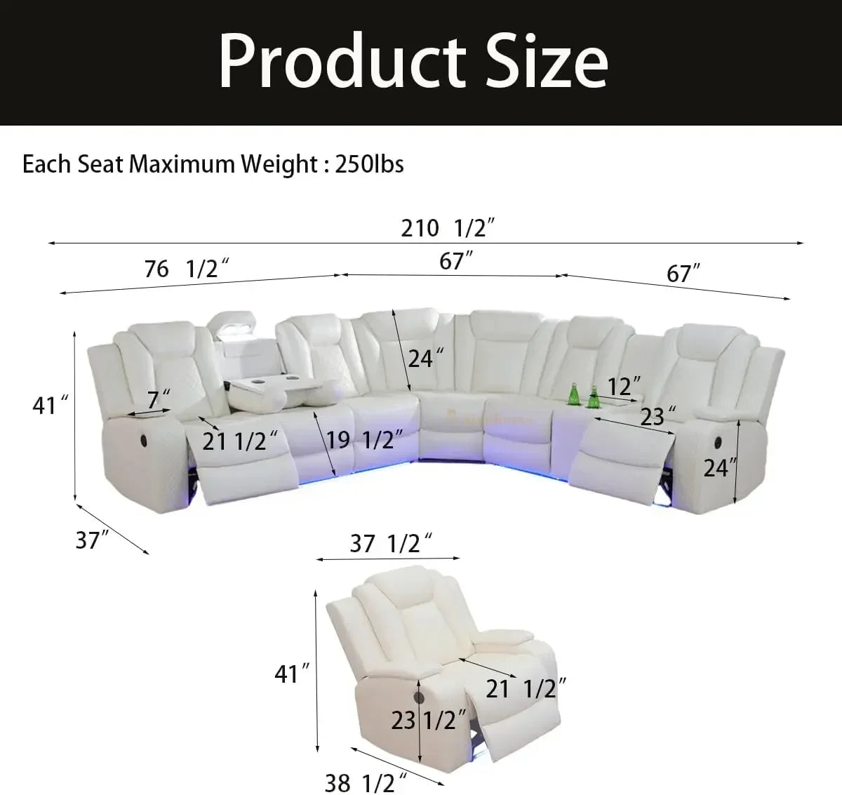 hot-sale products Best Seller Hot salesLiving Room Furniture Reclining Sectional Sofa, Living Room Power Recliner Adjustable Sof
