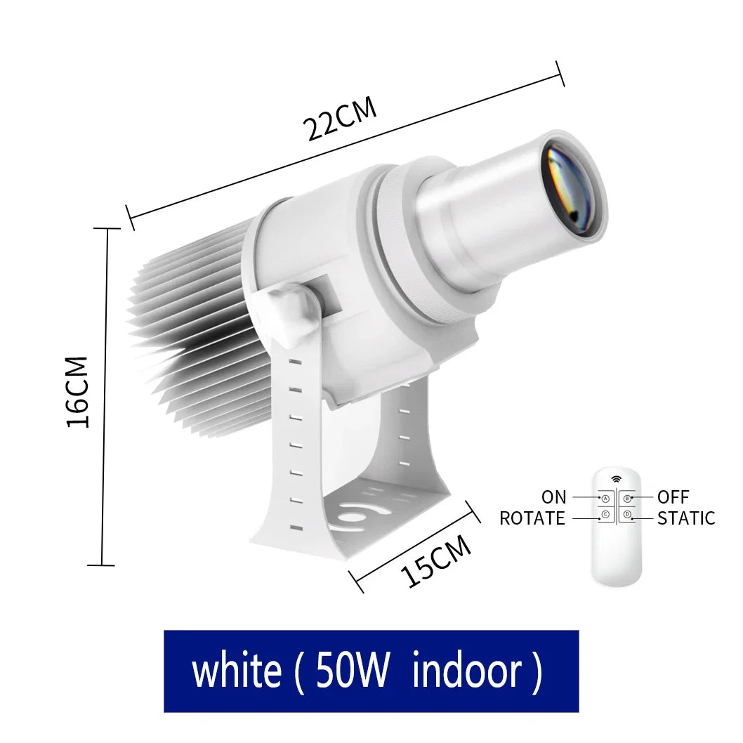Custom Led HD Gobo Logo Projector Indoor Outdoor Ip67 Waterproof Rotating Advertising Image Projection Light For Floor Wedding