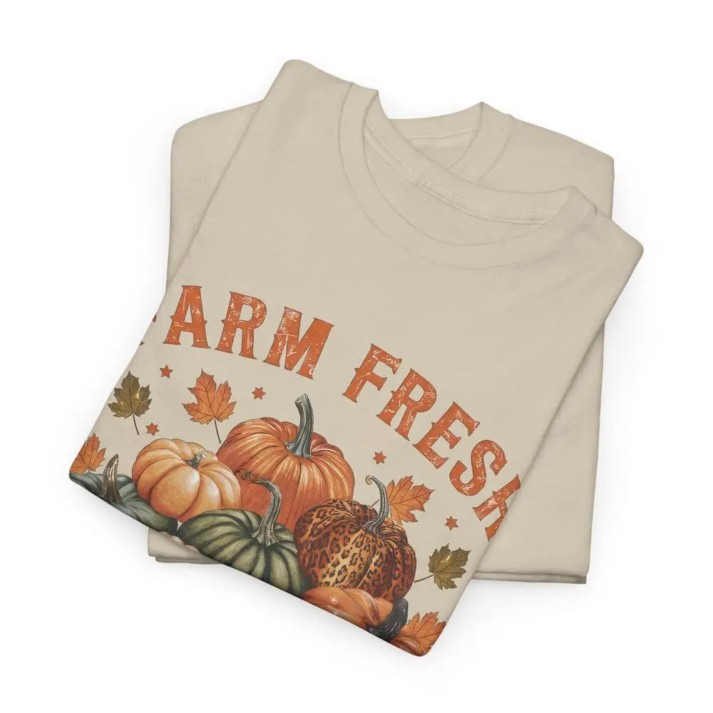 Farm Fresh Pumpkins Fall Lover Cozy Autumn Gift Unisex Cotton T-Shirt