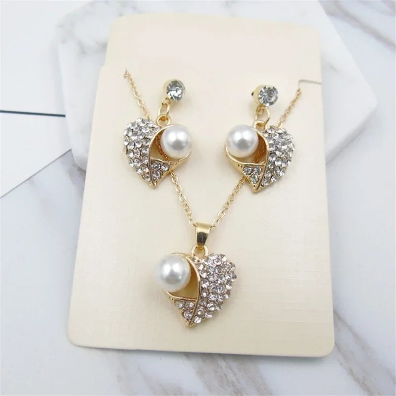 Women's fashion peach pearl jewelry set