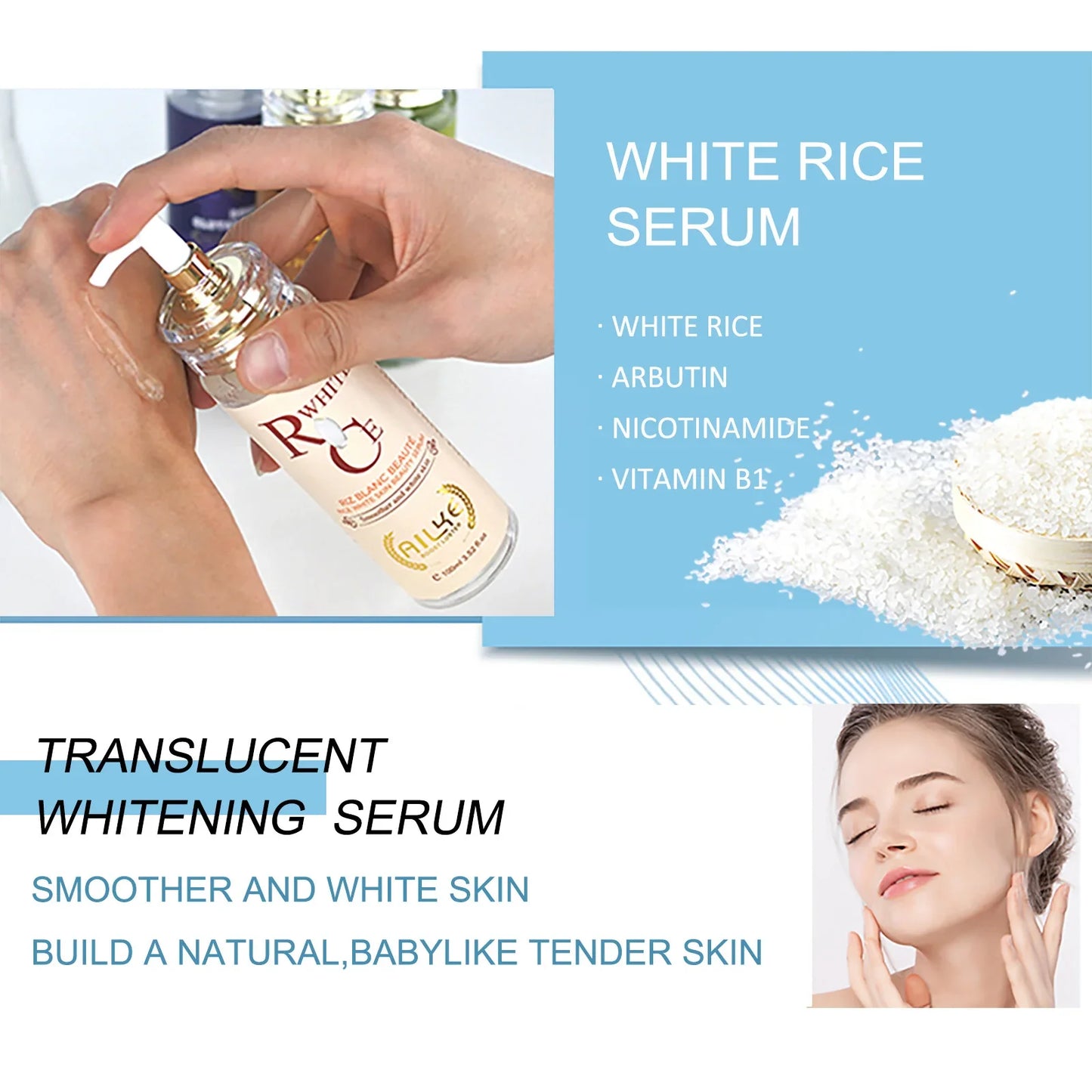 AILKE Natural Multi-Vitamin Lightening Skin Care Kit, Moisturizes, Even Toning, Remove Blemishes, Clean & Soothing Skin