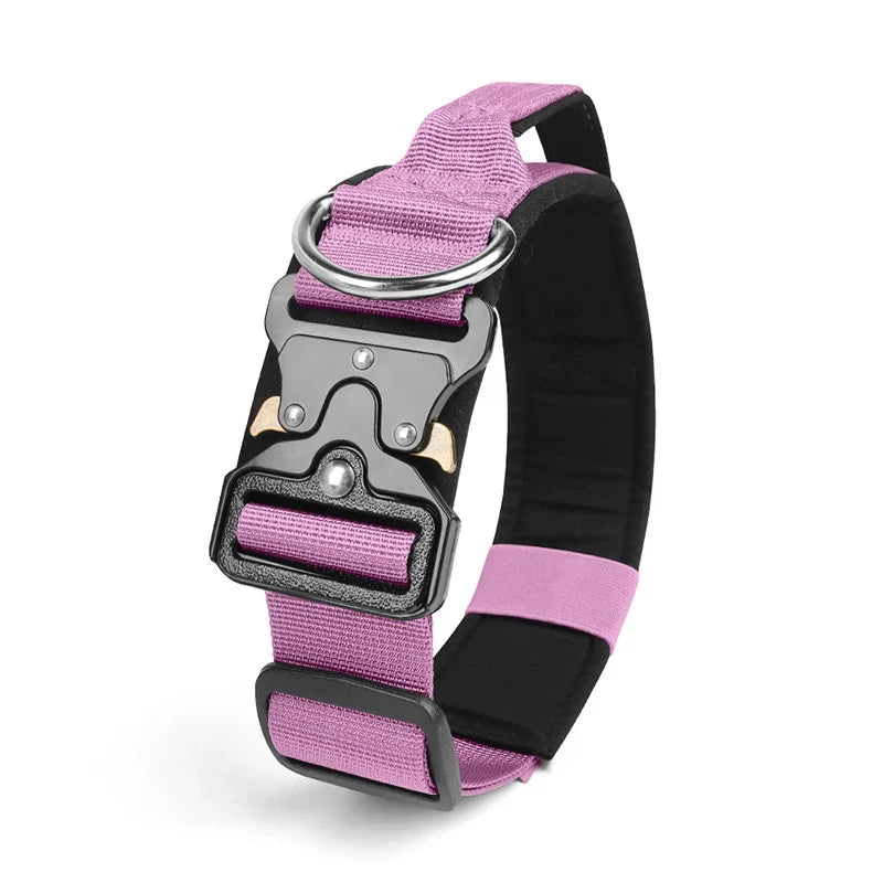 Adjustable Tactical Dog Collar with Metal Buckle Outdoor Walking Training Durable Nylon Collars for Medium Big Dogs Pet Supplies