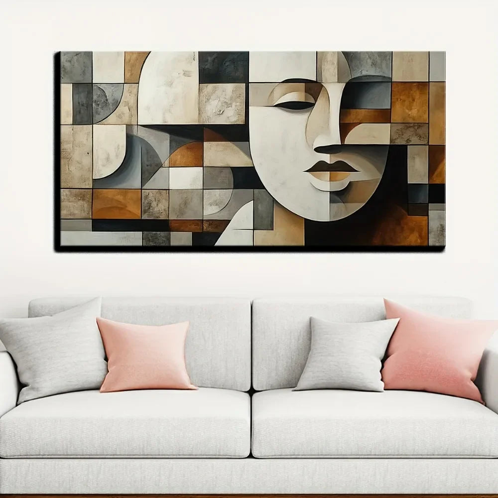 Hand-painted oil paintings  geometric shapes