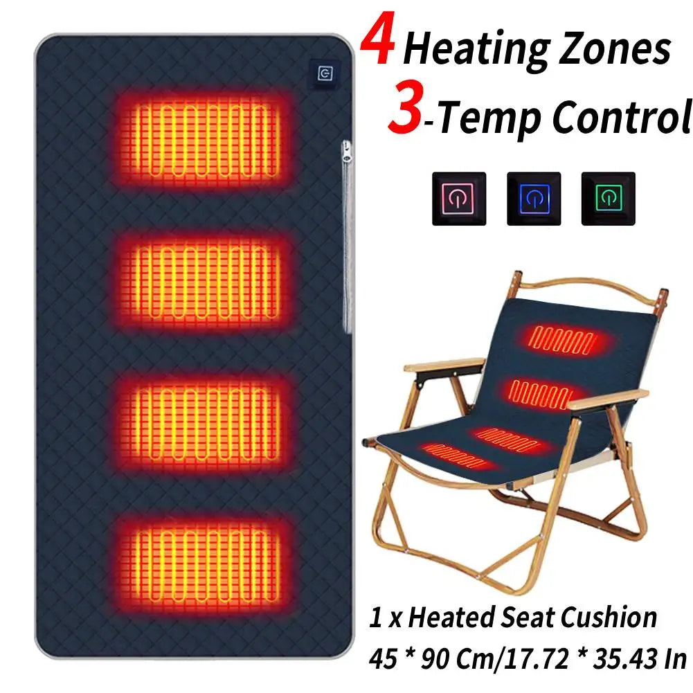 Winter Camping Gear- Sleeping Electric Heating Pads 3 Temp Adjustament Heating Cushion Pad Cold Resistant for Outdoor Sports Mat