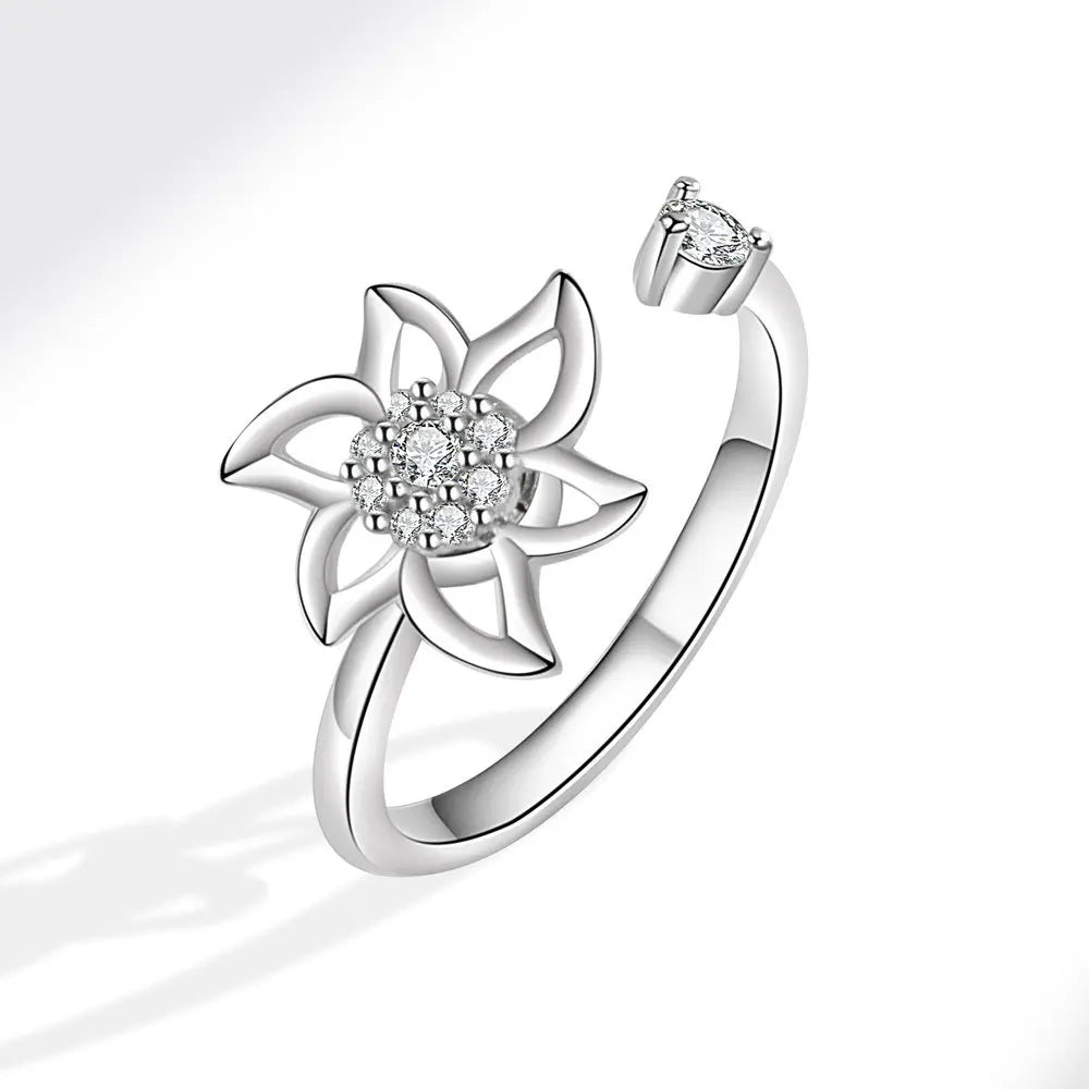 Animal Butterfly Flower Anxiety Spinner Rings Rotate Spinning Anti Worry Stress Relief Fidget Knuckle Rings Anillos De Ansiedad