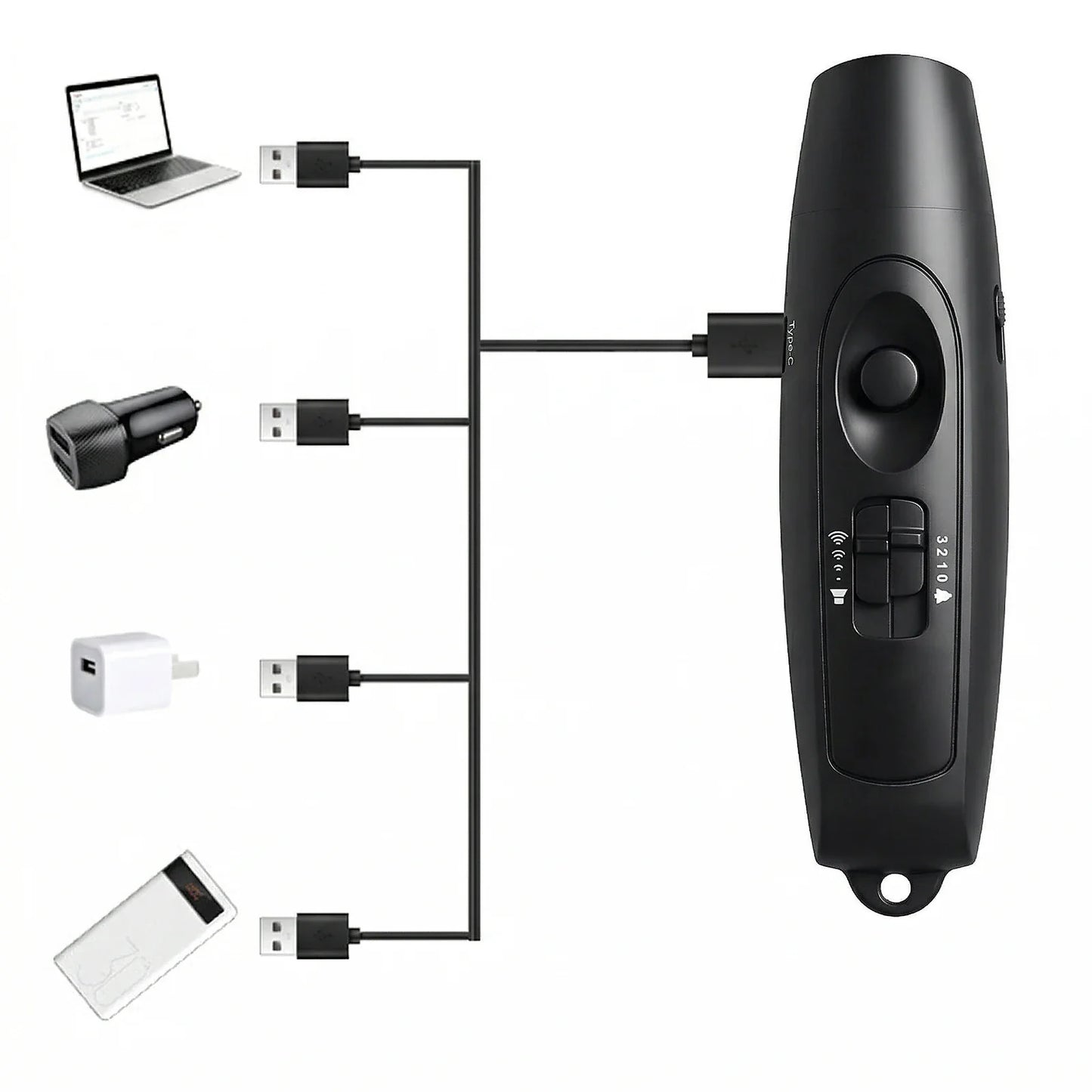 Electronic Whistle USB Rechargeable Loud Air Horn 120-150dB with LED Safety Light with Lanyard for Hiking Camping Scare Bears