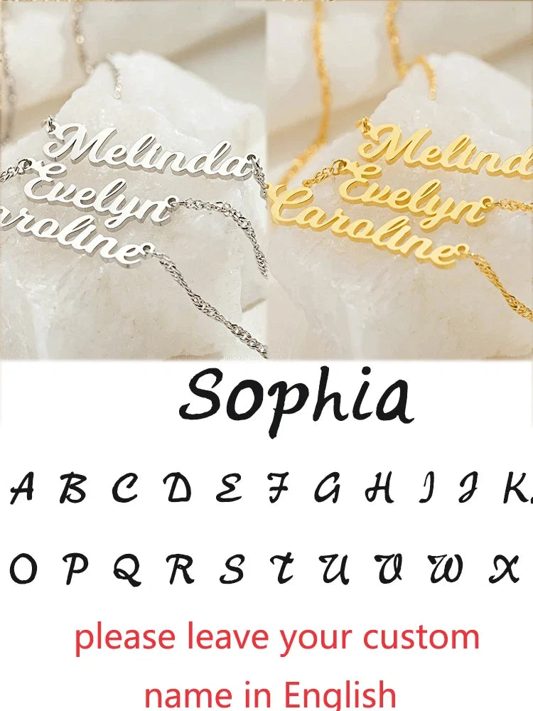 Custom Different Font Name Pendant Necklace for Woman Girls Stainless Steel Nameplate Personalized Choker Necklaces Jewelry Gift