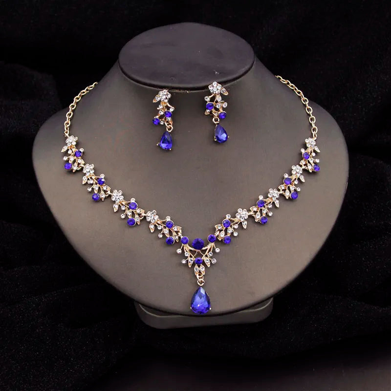 Baroque Tiaras Bridal Jewelry Sets Luxury Crown Earrings Choker Necklace Set Women Wedding Dress Bride Jewelry Set Accessory