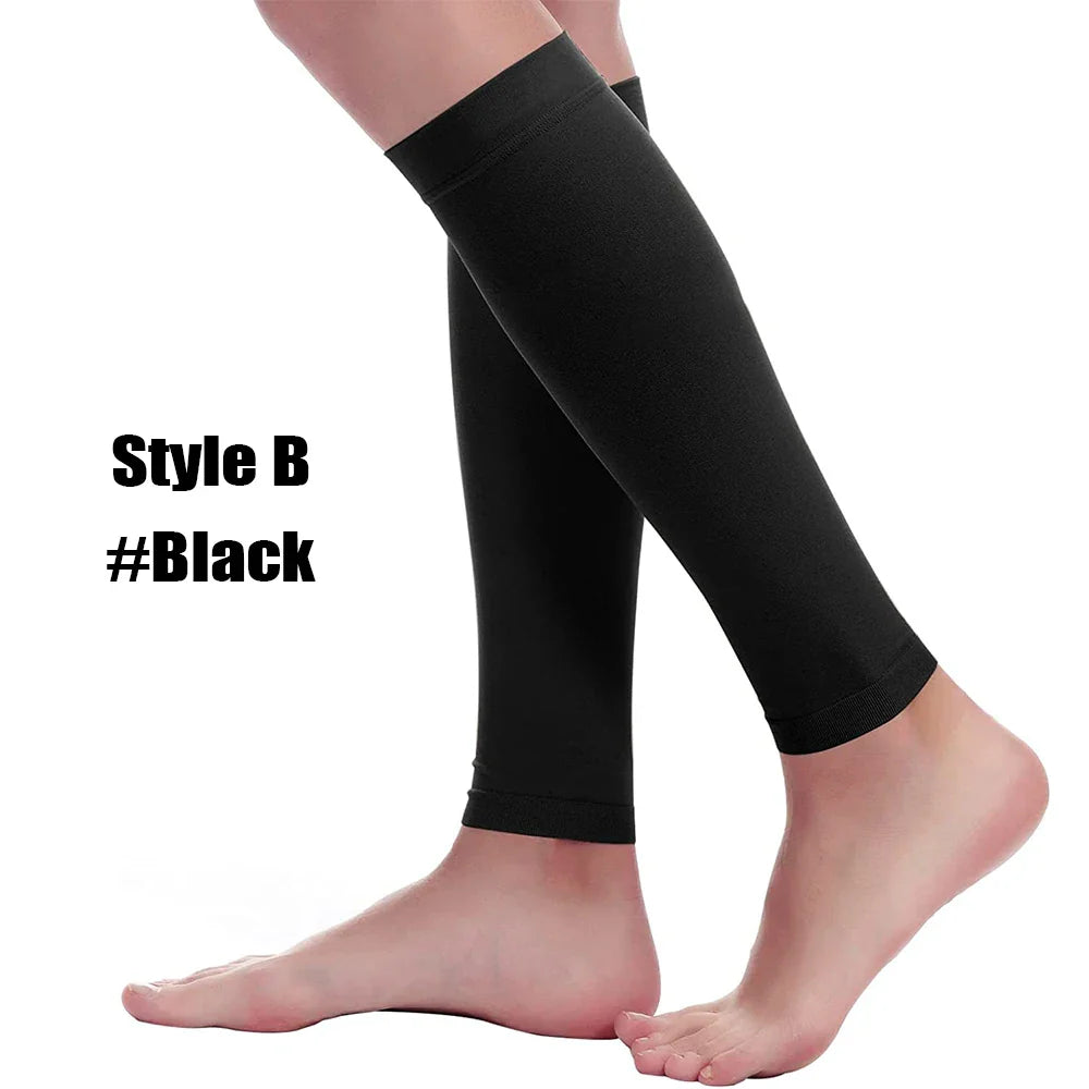 1Pair Sports Calf Compression Socks 20-30 MmHg Knee High Support Stockings Open Toe for Pregnancy, Varicose Veins, Running