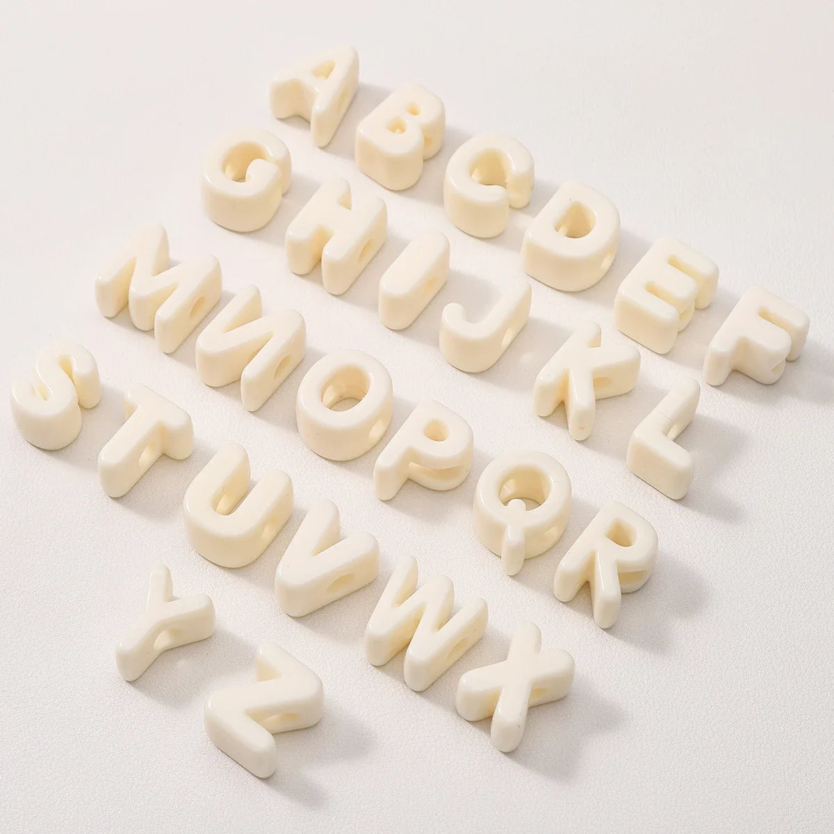 20pcs Beige Acrylic Large Hole Letter Loose Beads DIY Necklace