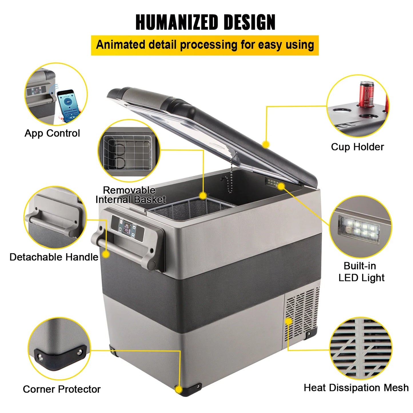 SucceBuy 20L 22L 35L 45L 55L Car Refrigerator Mini Fridge Freezer Portable Compressor Cooler 12/24V DC 110-240V Ice Box