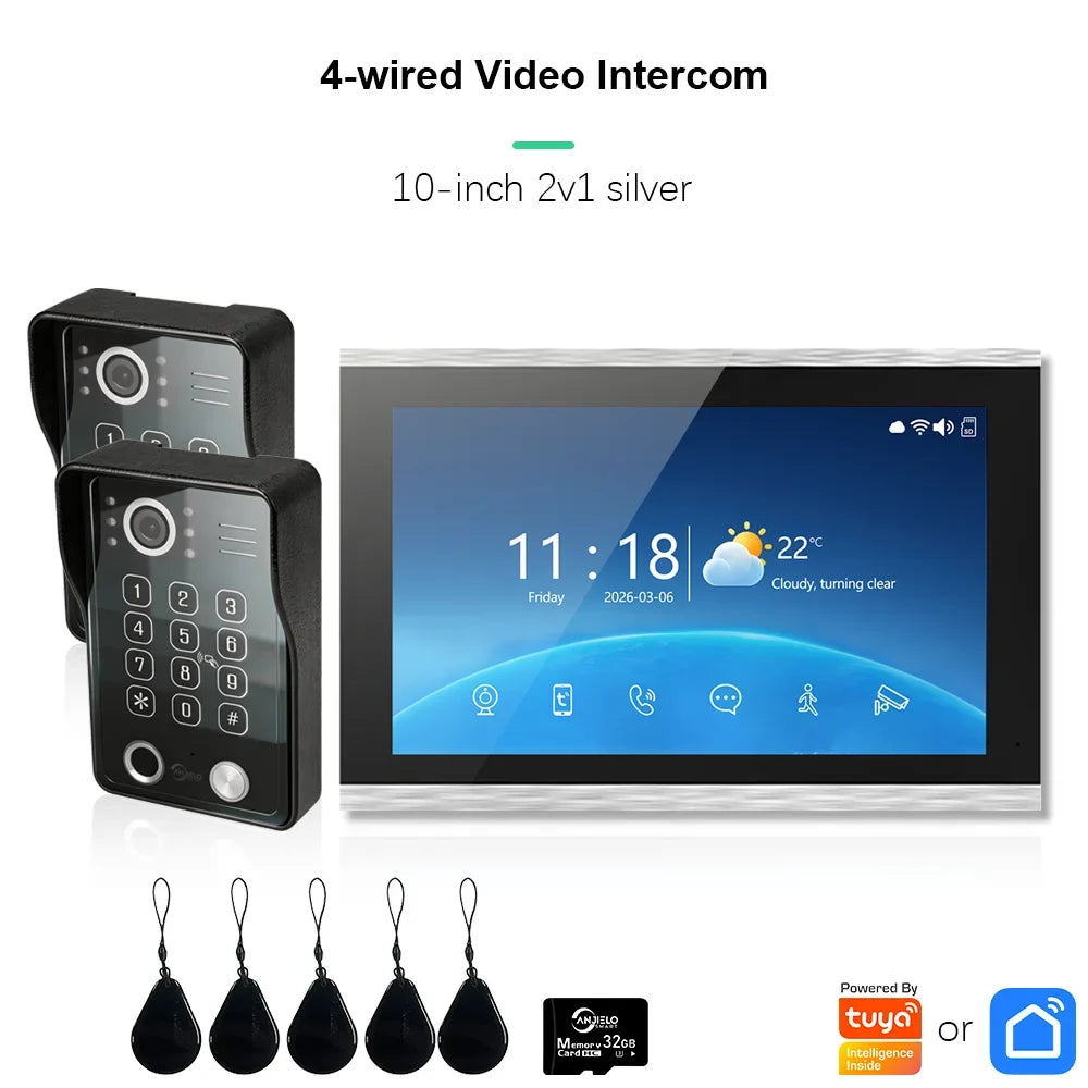 ANJIELO Doorbell Video Intercom System for Home Doorphone Tuya Smart 1080P Monitor Motion Detection Digital Photo Frame